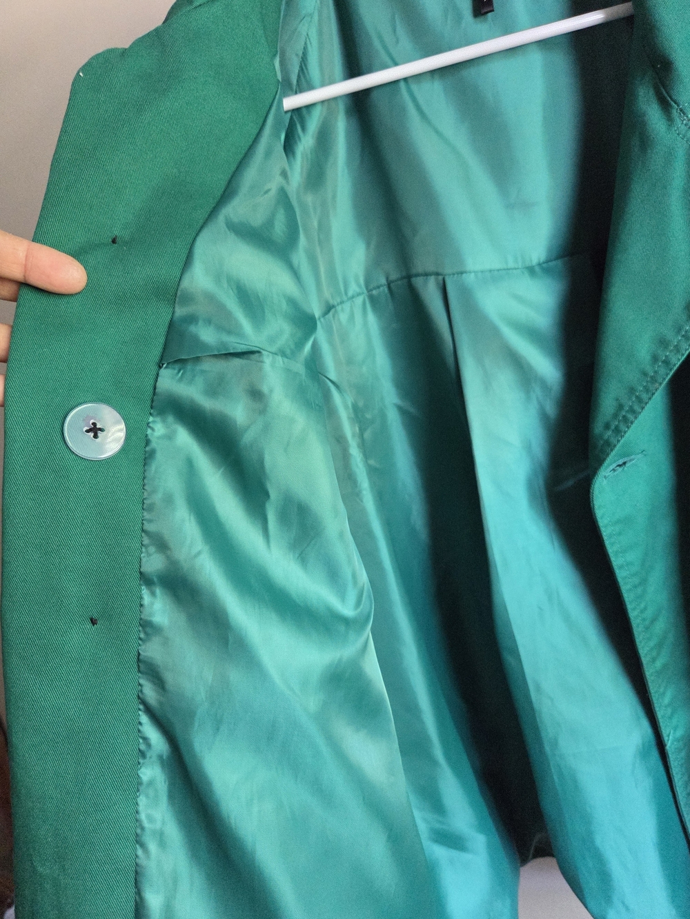 Daisy Fuentes Emerald Green Single-Breasted Trench Coat - Picture 9 of 11
